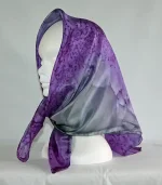 Grey and Purple Square Silk Headscarf from Designs on Silk