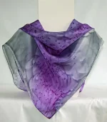 Grey and Purple Square Silk Headscarf from Designs on Silk