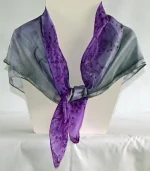 Grey and Purple Square Silk Headscarf from Designs on Silk