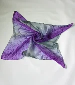Grey and Purple Square Silk Headscarf from Designs on Silk