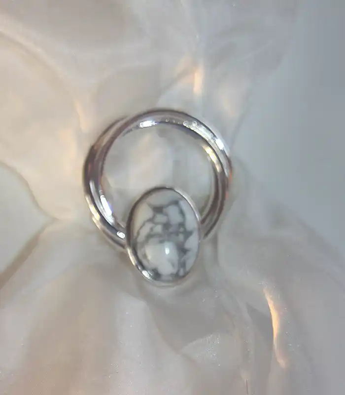 Howlett White Round Scarf Clasp White Howlite Round Silver Plate Silk Scarf Clasp from Designs on Silk