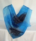 Black, Royal Blue and Sky Blue Large Square Silk Scarf by Designs on Silk