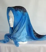Black, Royal Blue and Sky Blue Large Square Silk Scarf by Designs on Silk