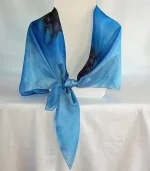 Black, Royal Blue and Sky Blue Large Square Silk Scarf by Designs on Silk