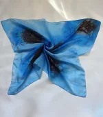 Black, Royal Blue and Sky Blue Large Square Silk Scarf by Designs on Silk