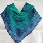 Emerald Green and Navy Blue Large Square Silk Scarf by Designs on Silk