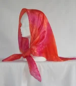 Orange and Fuchsia Pink Large Square Silk Scarf by Designs on Silk