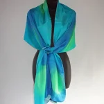 Lime Green, Royal Blue and Turquoise Silk Wrap from Designs on Silk