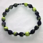 Lime Green and Black Silk Necklace by Designs on Silk