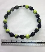Lime Green and Black Silk Necklace by Designs on Silk