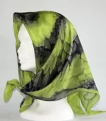 Lime Green and Black Square Silk Headscarf from Designs on Silk