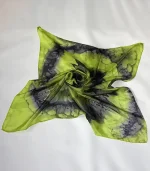 Lime Green and Black Square Silk Headscarf from Designs on Silk