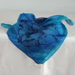 Navy Blue, Royal Blue and Turquoise Square Silk Bandanna by Designs on Silk