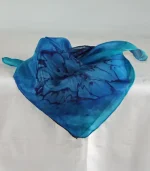 Navy Blue, Royal Blue and Turquoise Square Silk Bandanna by Designs on Silk