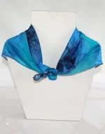 Navy Blue, Royal Blue and Turquoise Square Silk Bandanna by Designs on Silk