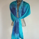 Navy Blue, Royal Blue and Turquoise Silk Wrap from Designs on Silk