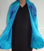 Navy Blue, Royal Blue and Turquoise Silk Wrap from Designs on Silk