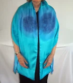 Navy Blue, Royal Blue and Turquoise Silk Wrap from Designs on Silk