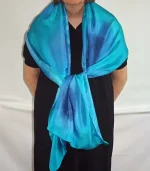 Navy Blue, Royal Blue and Turquoise Silk Wrap from Designs on Silk