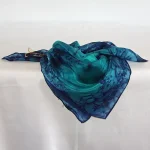 Navy Blue and Emerald Green Square Silk Bandanna by Designs on Silk