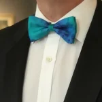 Navy Blue and Emerald Green Ready-Tied Silk Bow Tie from Designs on Silk