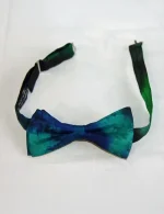 Navy Blue and Emerald Green Ready-Tied Silk Bow Tie from Designs on Silk