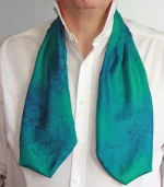 Emerald Green and Navy Blue Silk Cravat from Designs on Silk