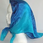 Navy Blue, Royal Blue and Turquoise Square Silk Headscarf from Designs on Silk