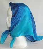 Navy Blue, Royal Blue and Turquoise Square Silk Headscarf from Designs on Silk