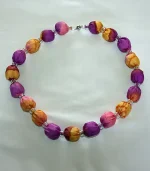 Orange, Pink and Violet Silk Necklace by Designs on Silk