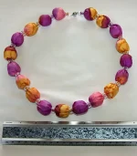 Orange, Pink and Violet Silk Necklace by Designs on Silk