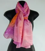 Orange, Pink and Violet Silk Sarong by Designs on Silk