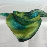 Peacock Blue, Lime and-Dark Green Square Silk Bandanna by Designs on Silk