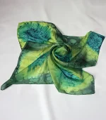 Peacock Blue, Lime Green and Dark Green Square Silk Headscarf from Designs on Silk
