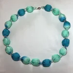 Peppermint Green and Peacock Blue Silk Necklace by Designs on Silk