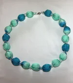 Peppermint Green and Peacock Blue Silk Necklace by Designs on Silk