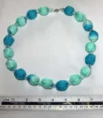 Peppermint Green and Peacock Blue Silk Necklace by Designs on Silk