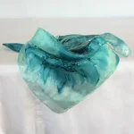 Peppermint Green and Peacock Blue Square Silk Bandanna by Designs on Silk
