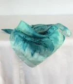 Peppermint Green and Peacock Blue Square Silk Bandanna by Designs on Silk