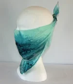 Peppermint Green and Peacock Blue Square Silk Bandanna by Designs on Silk