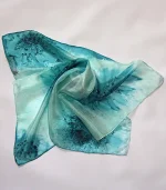 Peppermint Green and Peacock Blue Square Silk Bandanna by Designs on Silk