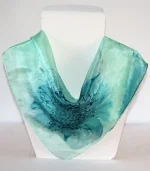 Peppermint Green and Peacock Blue Square Silk Bandanna by Designs on Silk