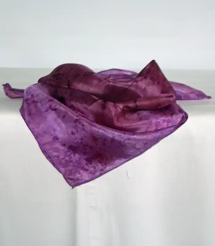 Pink and Purple Heather Silk Bandanna-1 Pink and Purple Heather Square Silk Bandanna by Designs on Silk