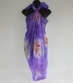 Purple Silk Sarong with Birds of Paradise by Designs on Silk