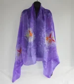 Purple Silk Sarong with Birds of Paradise - Image 2
