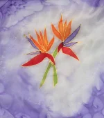 Purple Silk Sarong with Birds of Paradise by Designs on Silk