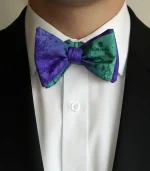 Purple and Dark Green Self Tie Silk Bow Tie from Designs on Silk
