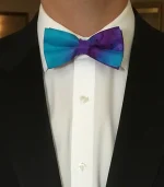 Purple and Turquoise Ready-Tied Silk Bow Tie from Designs on Silk