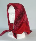 Red and Burgundy Square Silk Headscarf from Designs on Silk