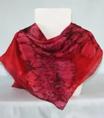Red and Burgundy Square Silk Headscarf from Designs on Silk